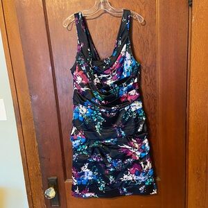 Express Blue and Purple Bodycon Mini Dress V-Neck Sleeveless